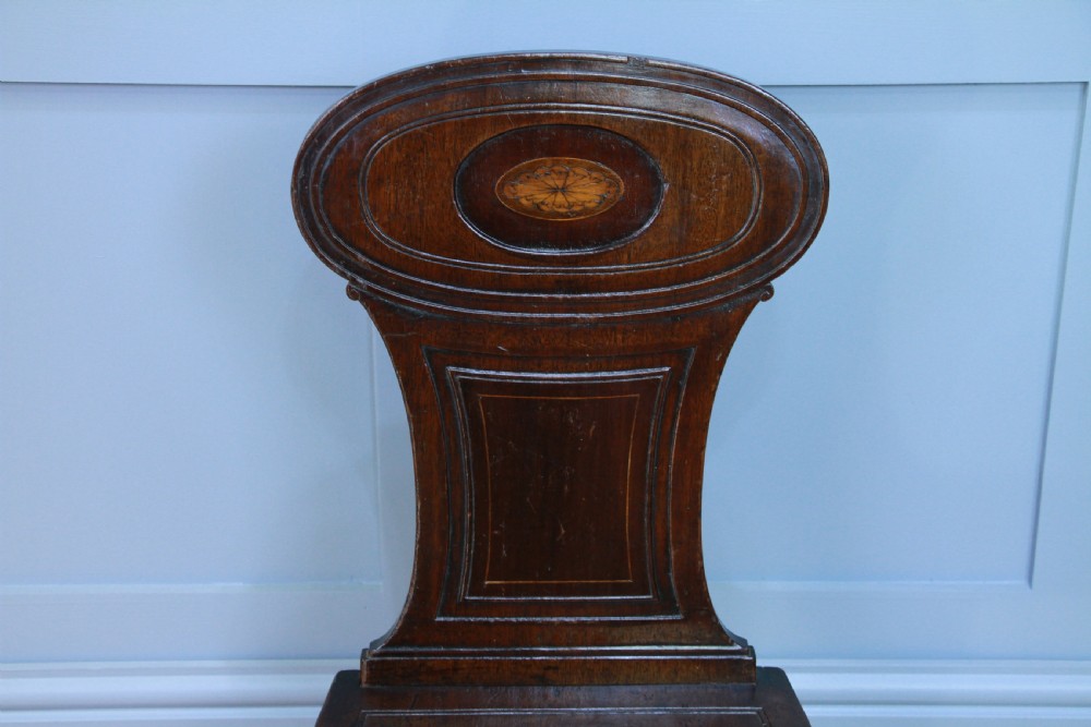 Antique Georgian Regency Solid Mahogany Carved & Inlaid Single Hall Chair C1810 View VIII