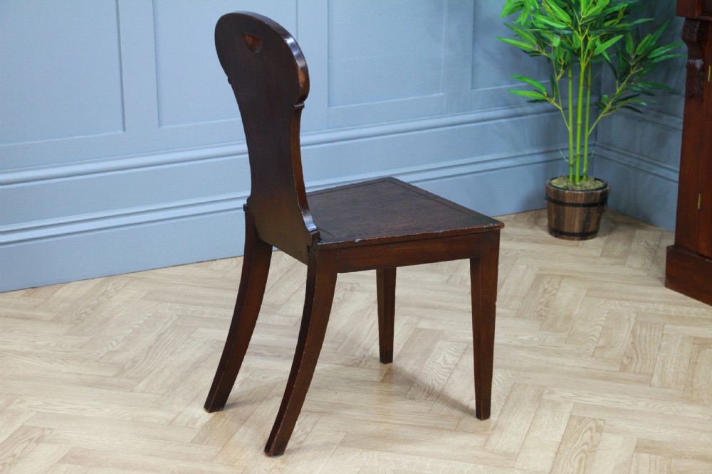 Antique Georgian Regency Solid Mahogany Carved & Inlaid Single Hall Chair C1810 View IX