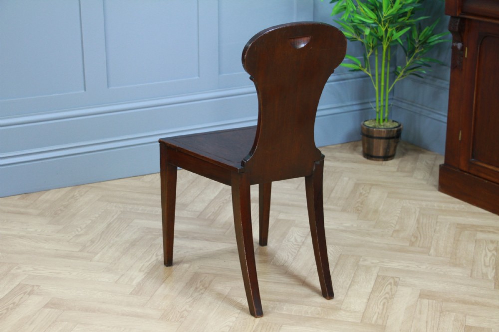 Antique Georgian Regency Solid Mahogany Carved & Inlaid Single Hall Chair C1810 View X