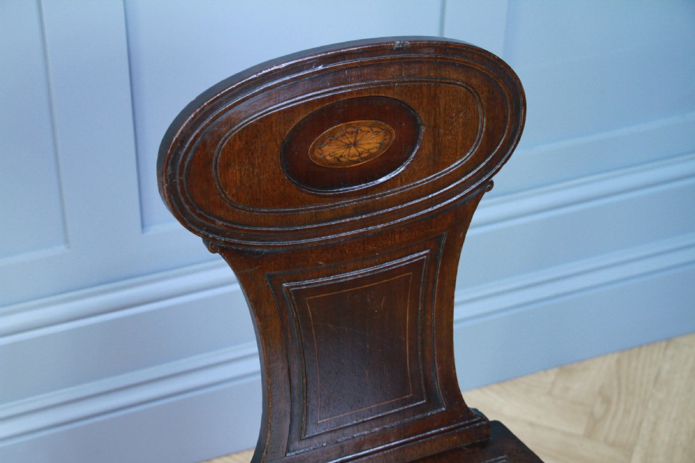 Antique Georgian Regency Solid Mahogany Carved & Inlaid Single Hall Chair C1810 View XI