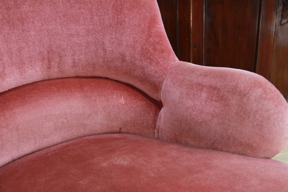 Antique Original Late Victorian Edwardian Upholstered Tub Nursing Armchair Chair View VIII