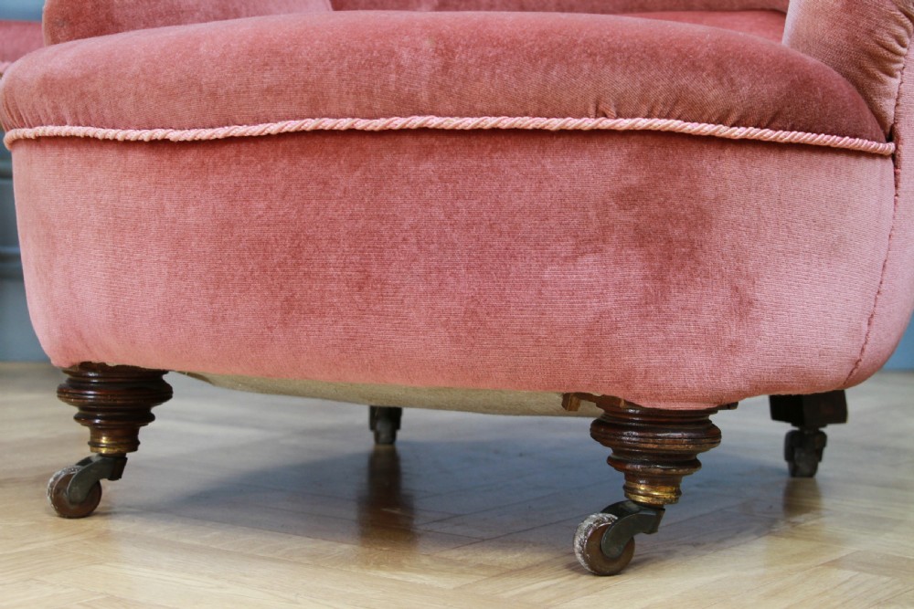 Antique Original Late Victorian Edwardian Upholstered Tub Nursing Armchair Chair View IX