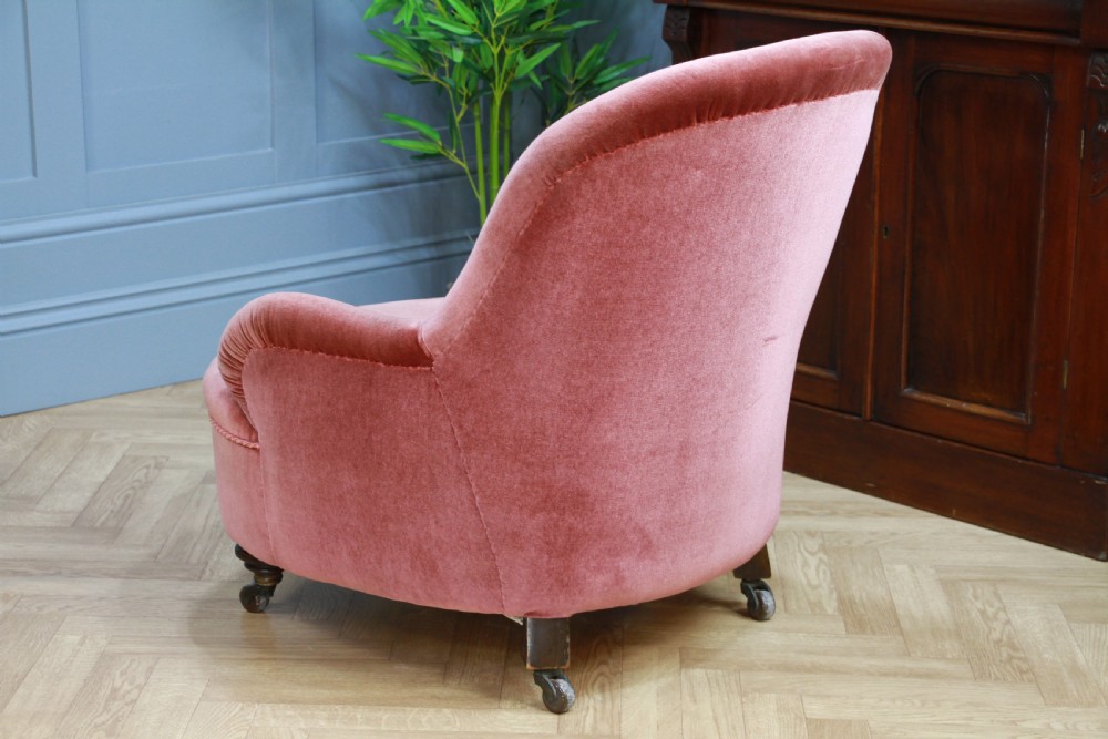 Antique Original Late Victorian Edwardian Upholstered Tub Nursing Armchair Chair View XI
