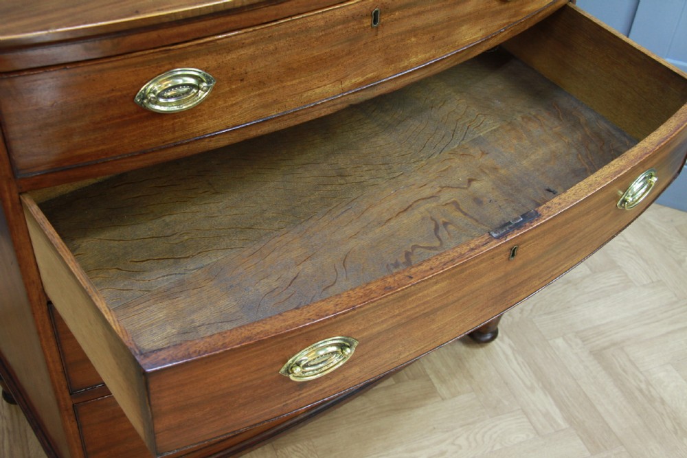 Antique Original Georgian Small Bow Front Mahogany Chest of 4 Drawers C1820 View VII