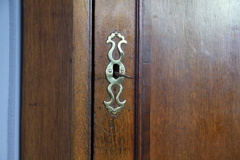 Antique Georgian Oak Inlaid Corner Wall Hanging Cupboard Cabinet Drinks C1825 View III