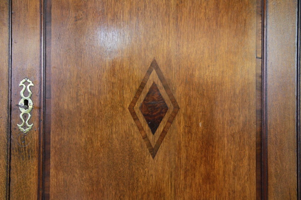 Antique Georgian Oak Inlaid Corner Wall Hanging Cupboard Cabinet Drinks C1825 View V