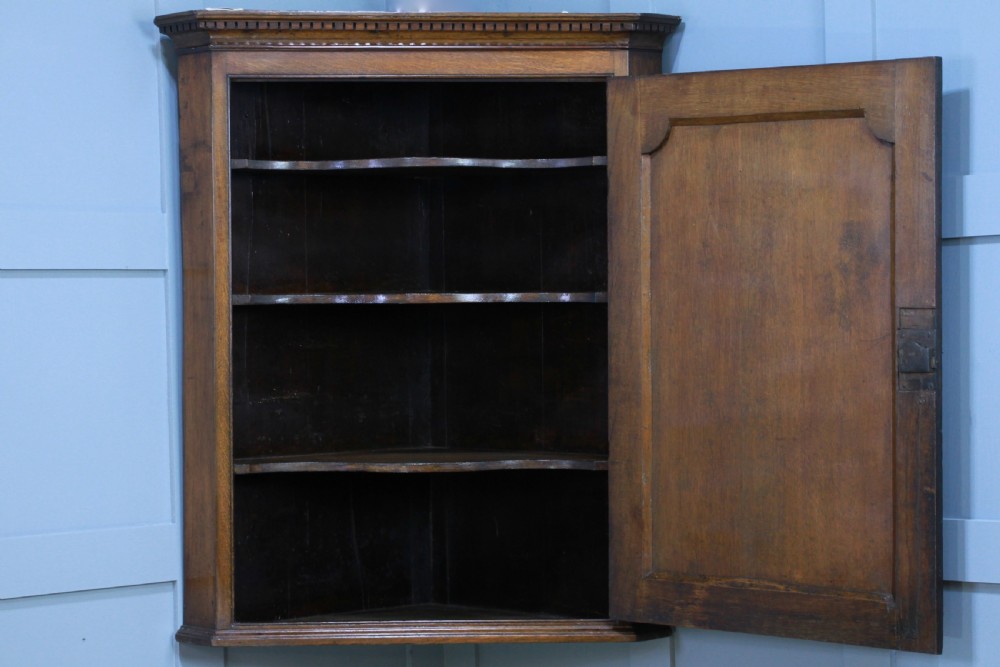 Antique Georgian Oak Inlaid Corner Wall Hanging Cupboard Cabinet Drinks C1825 View IX