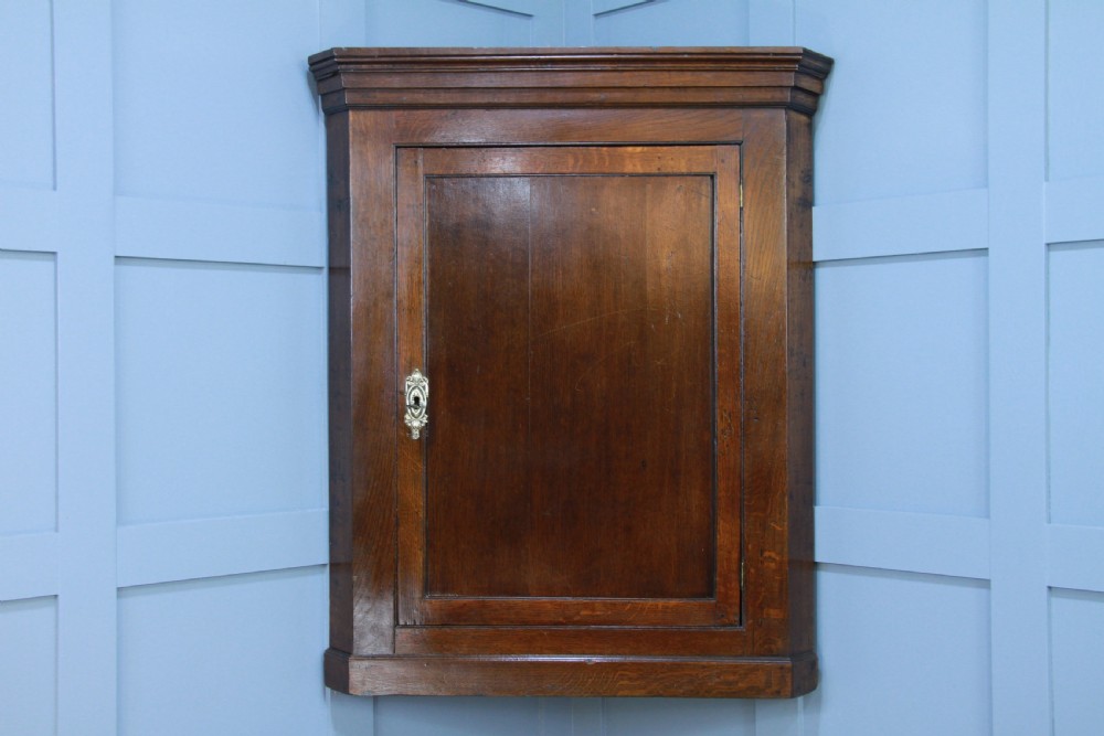 Antique Georgian Oak Large Corner Wall Hanging Cupboard Cabinet Drinks C1830