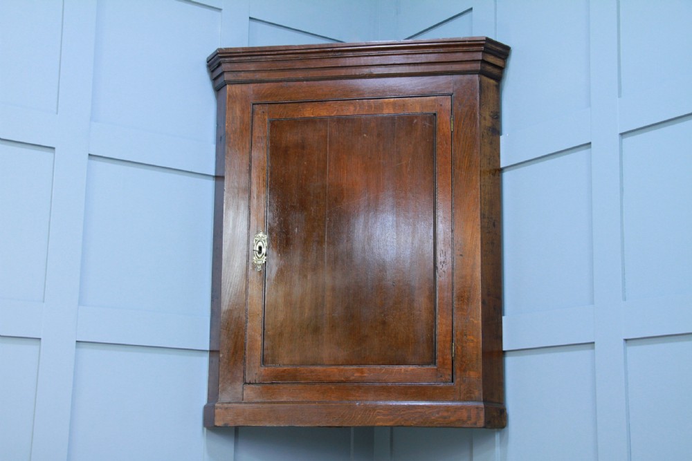 Antique Georgian Oak Large Corner Wall Hanging Cupboard Cabinet Drinks C1830 View VII