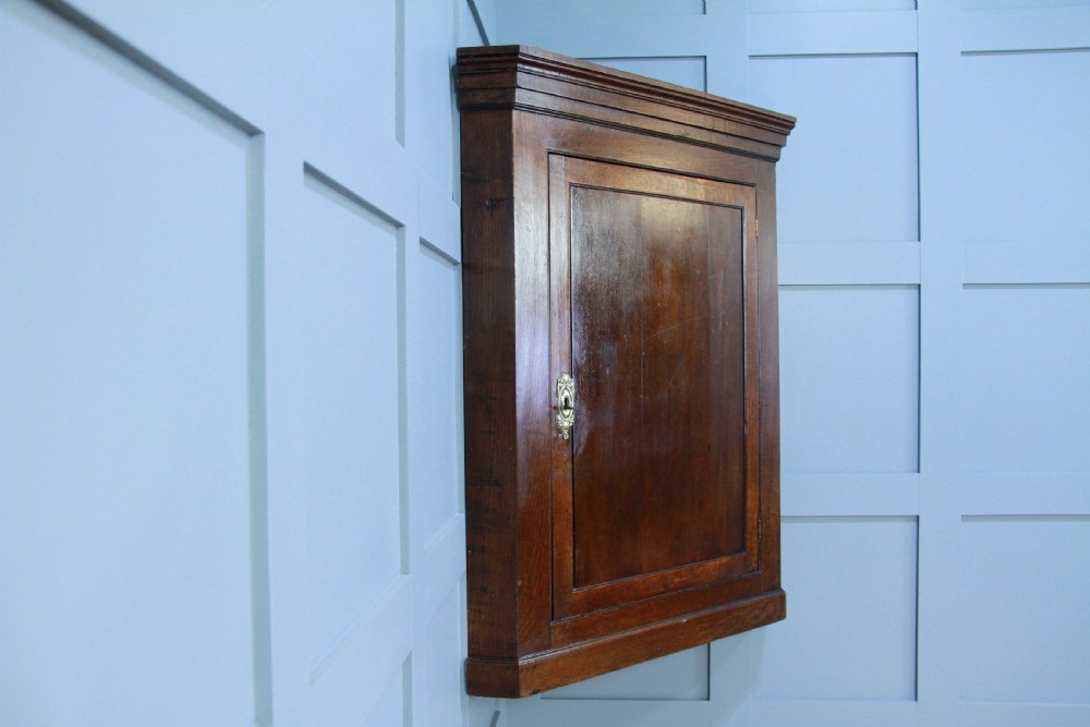 Antique Georgian Oak Large Corner Wall Hanging Cupboard Cabinet Drinks C1830 View IX