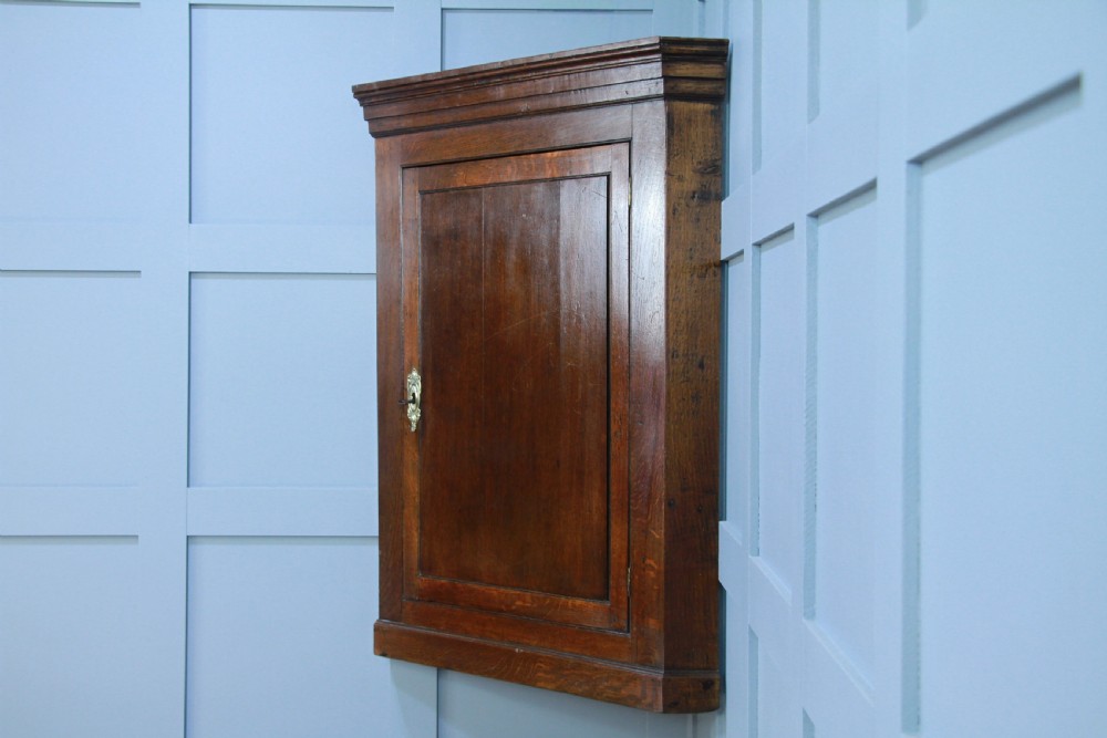 Antique Georgian Oak Large Corner Wall Hanging Cupboard Cabinet Drinks C1830 View X