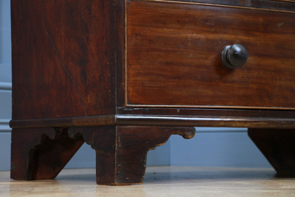 Antique Original Georgian Large Bow Front Solid Mahogany Chest of 5 Drawers 1830 View X