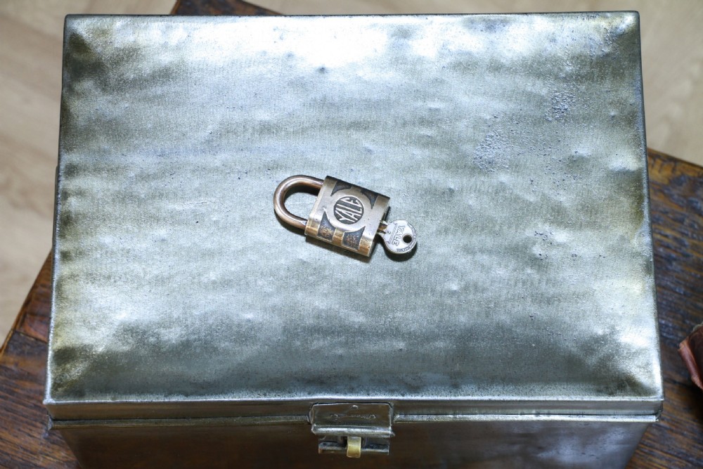 Antique MILNERS Fire Resisting Small Deed Chest Restored Vintage Book Safe Box View VII