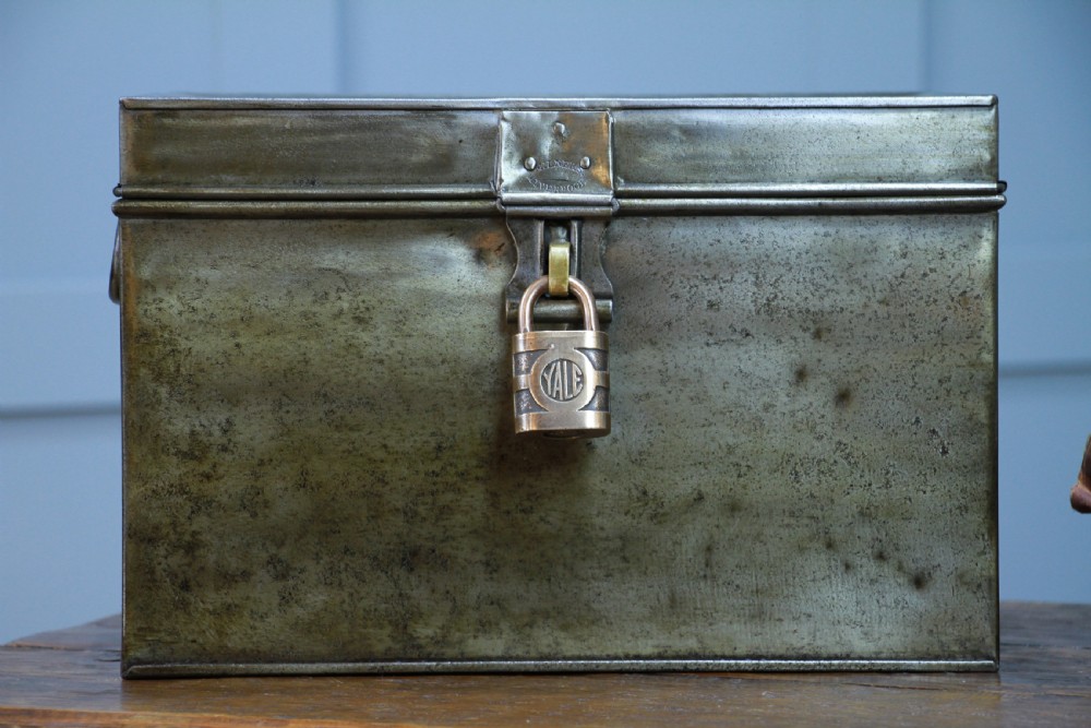 Antique MILNERS Fire Resisting Small Deed Chest Restored Vintage Book Safe Box View VIII