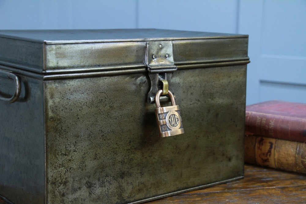 Antique MILNERS Fire Resisting Small Deed Chest Restored Vintage Book Safe Box View X
