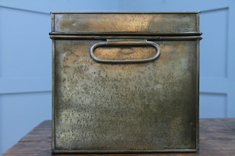 Antique MILNERS Fire Resisting Small Deed Chest Restored Vintage Book Safe Box View XIV
