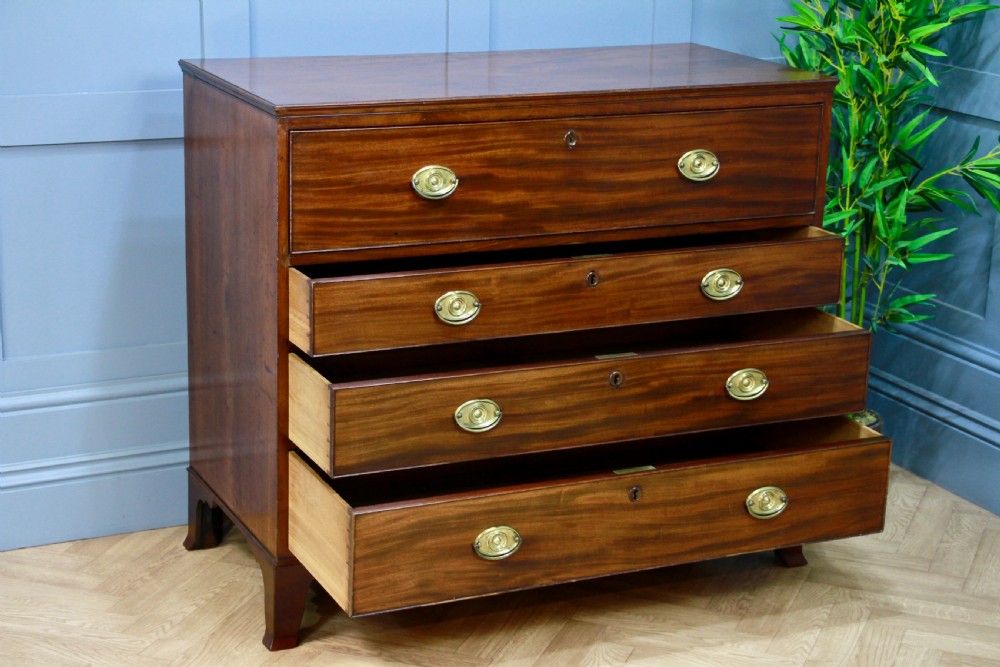 Original Antique Georgian Mahogany Secretaire Chest of 4 Drawers C1810 View II