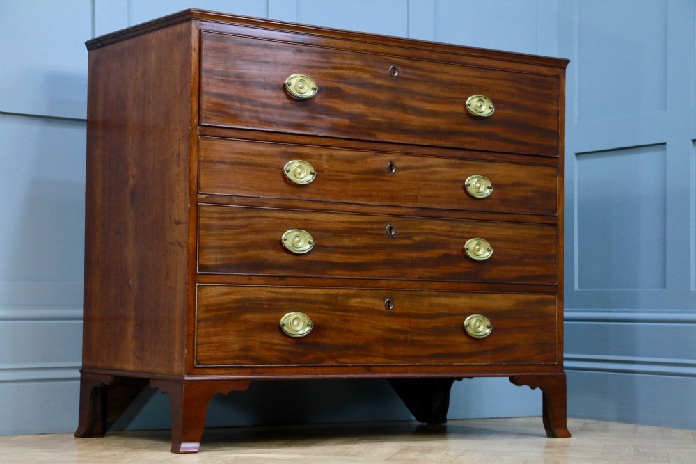 Original Antique Georgian Mahogany Secretaire Chest of 4 Drawers C1810 View IV