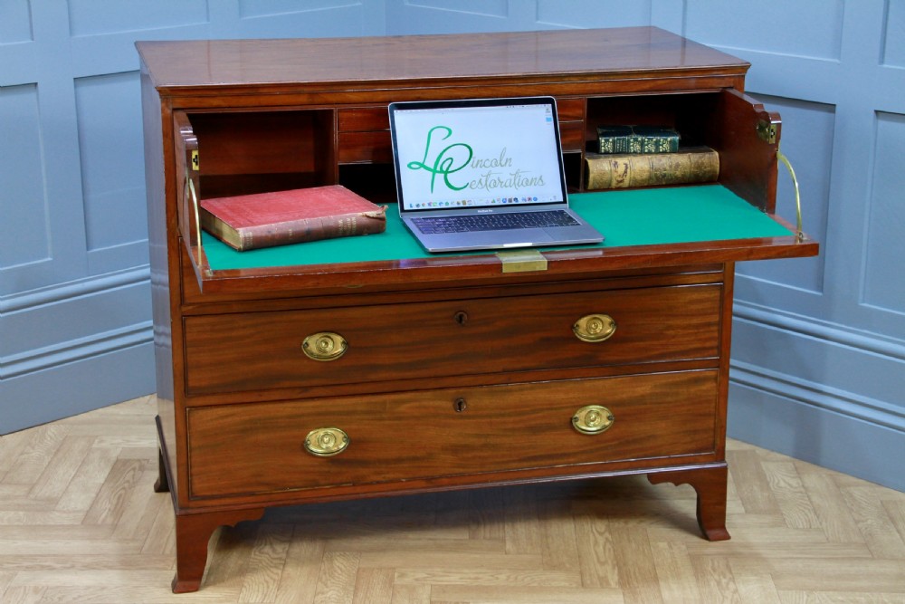 Original Antique Georgian Mahogany Secretaire Chest of 4 Drawers C1810 View XVI