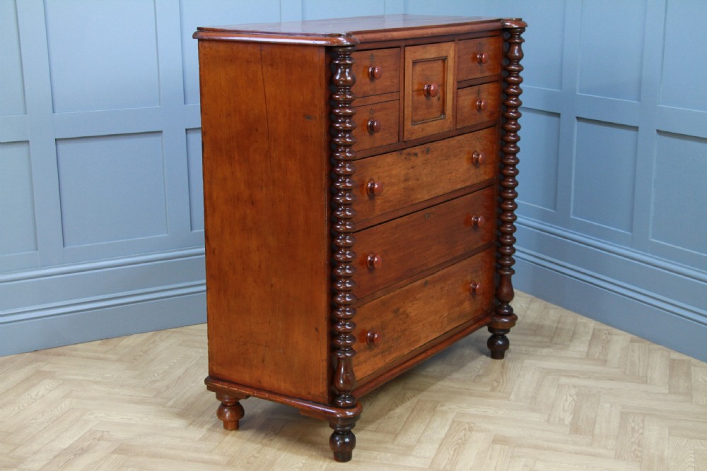Original Antique Victorian Bobbin Turned Mahogany Scottish Chest of 7 Drawers View IX