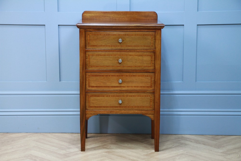 Antique Edwardian Mahogany Music Sheet Cabinet Chest of 4 Drop Front Drawers View II