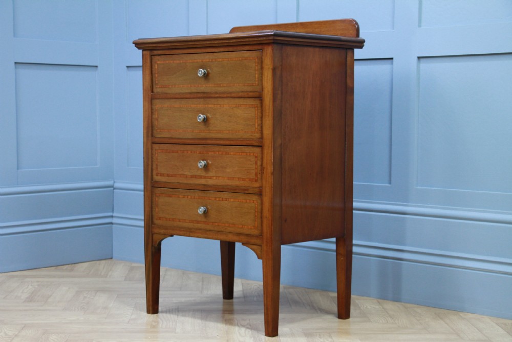 Antique Edwardian Mahogany Music Sheet Cabinet Chest of 4 Drop Front Drawers View IV