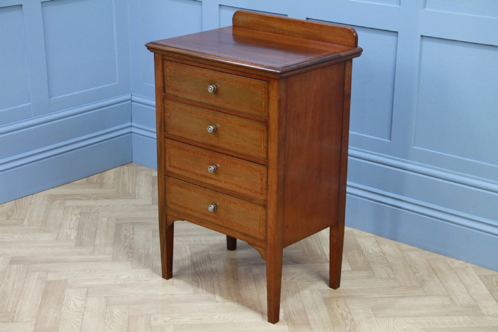 Antique Edwardian Mahogany Music Sheet Cabinet Chest of 4 Drop Front Drawers View V