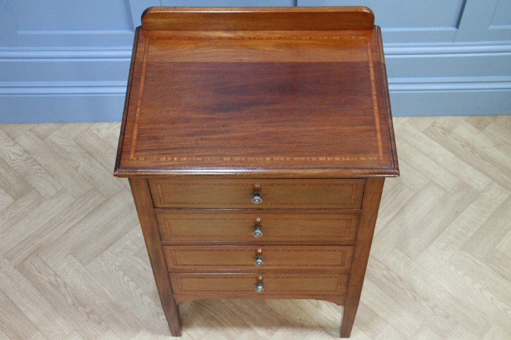Antique Edwardian Mahogany Music Sheet Cabinet Chest of 4 Drop Front Drawers View VI