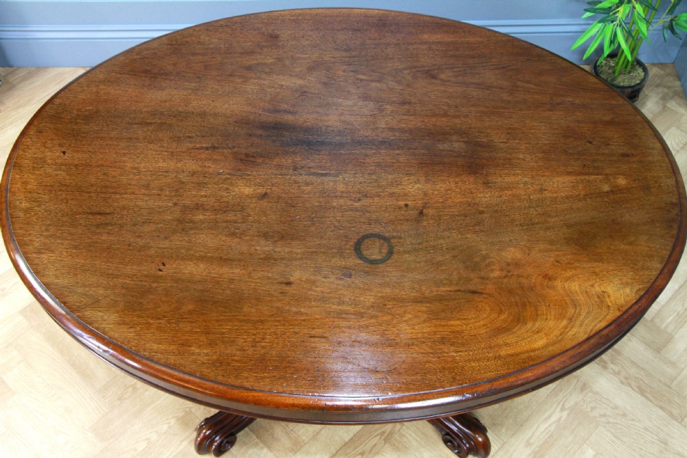 Victorian Solid Mahogany Oval Tilt Top Carved Breakfast Dining Table Antique C1850 View VII