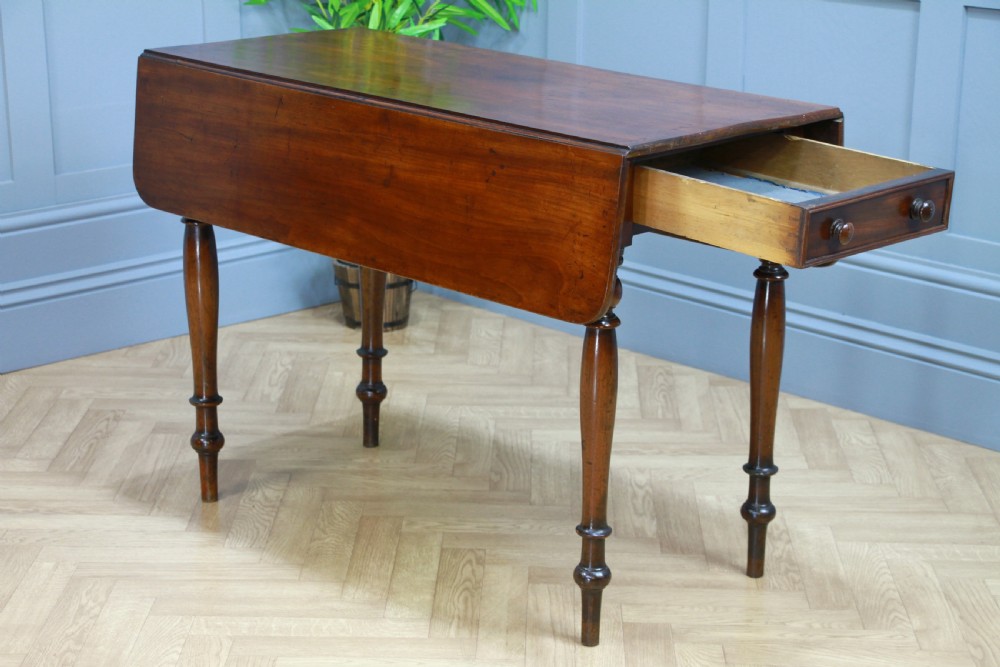 Original Antique Victorian Solid Mahogany Drop Leaf Pembroke Dining Table C1860 View II