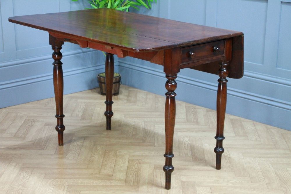 Original Antique Victorian Solid Mahogany Drop Leaf Pembroke Dining Table C1860 View III