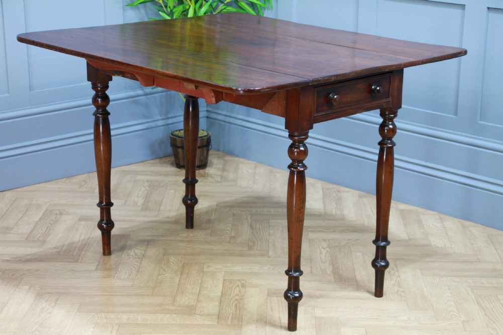 Original Antique Victorian Solid Mahogany Drop Leaf Pembroke Dining Table C1860 View IV