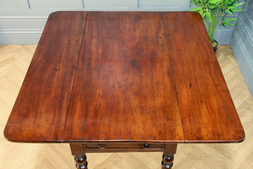 Original Antique Victorian Solid Mahogany Drop Leaf Pembroke Dining Table C1860 View V