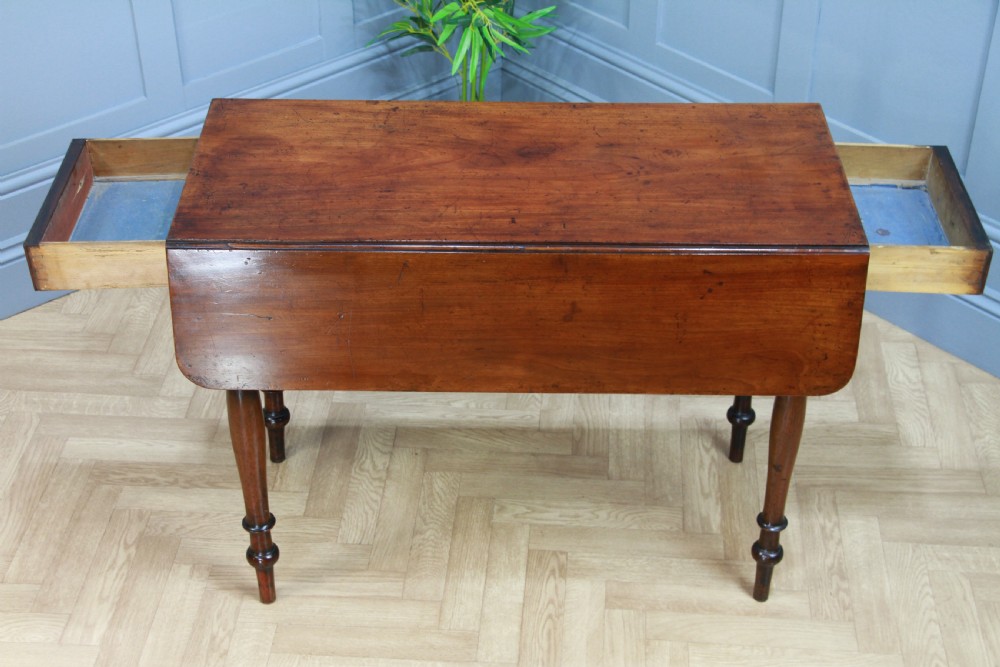Original Antique Victorian Solid Mahogany Drop Leaf Pembroke Dining Table C1860 View X