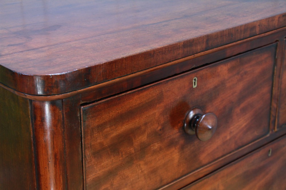 Original Antique Mid Victorian Tall Mahogany Chest Bank of 5 Drawers C1860 View XIV