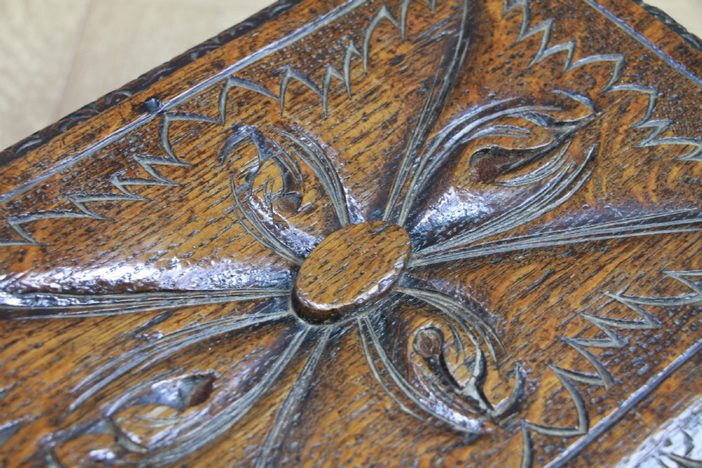 Miniature Apprentice Piece Antique Carved Oak Small Decorative Shelf Table C1900 View VII