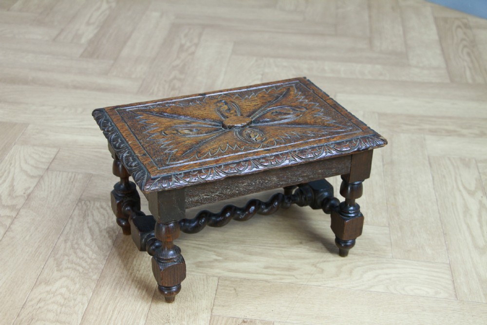 Miniature Apprentice Piece Antique Carved Oak Small Decorative Shelf Table C1900 View IX