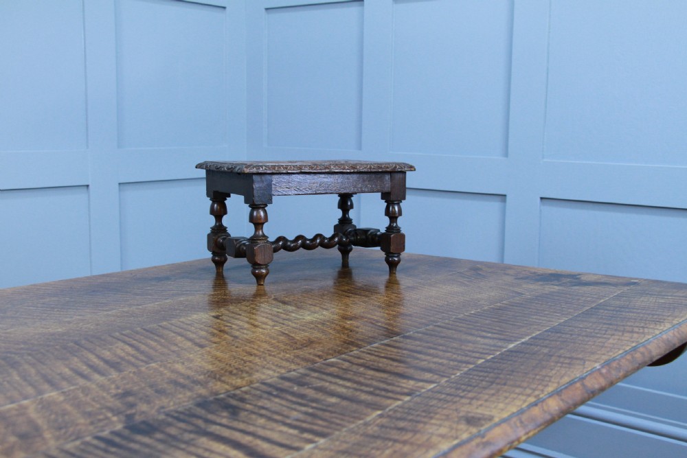 Miniature Apprentice Piece Antique Carved Oak Small Decorative Shelf Table C1900 View X