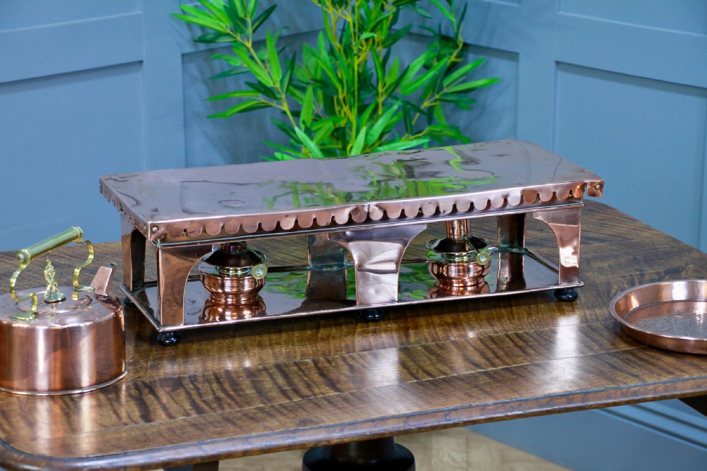 Antique Victorian Alex Boyd & Son Solid Copper Server Hot Plate Food Warmer View III