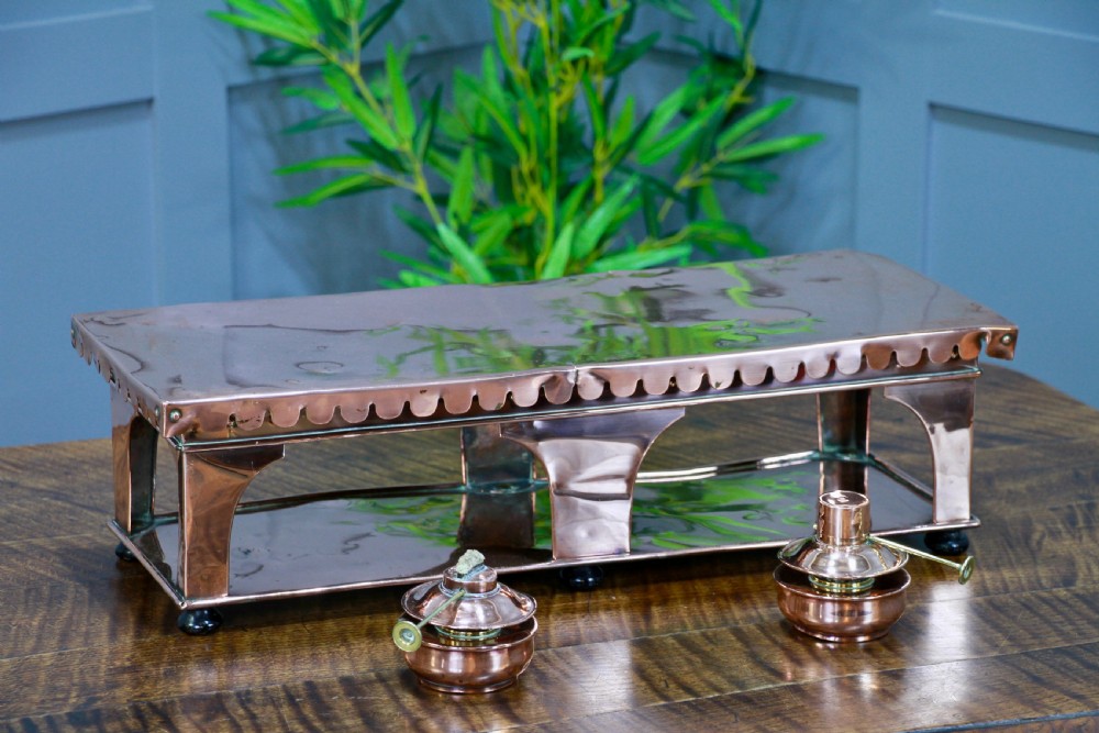 Antique Victorian Alex Boyd & Son Solid Copper Server Hot Plate Food Warmer View II