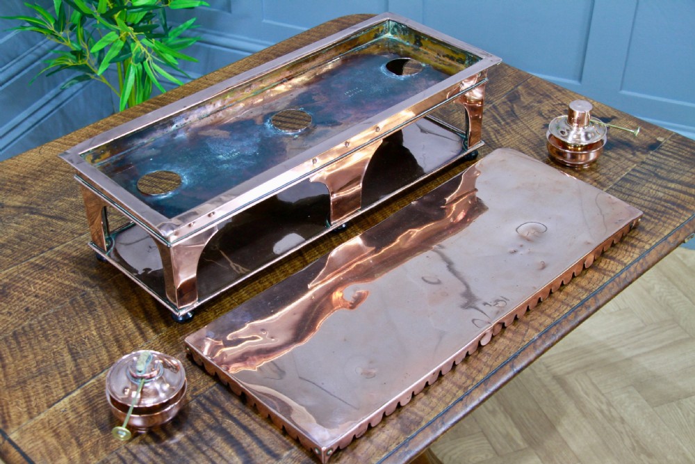 Antique Victorian Alex Boyd & Son Solid Copper Server Hot Plate Food Warmer View IV
