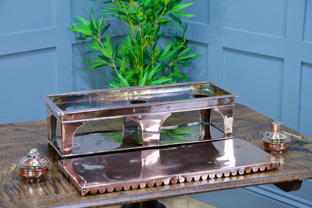 Antique Victorian Alex Boyd & Son Solid Copper Server Hot Plate Food Warmer View V