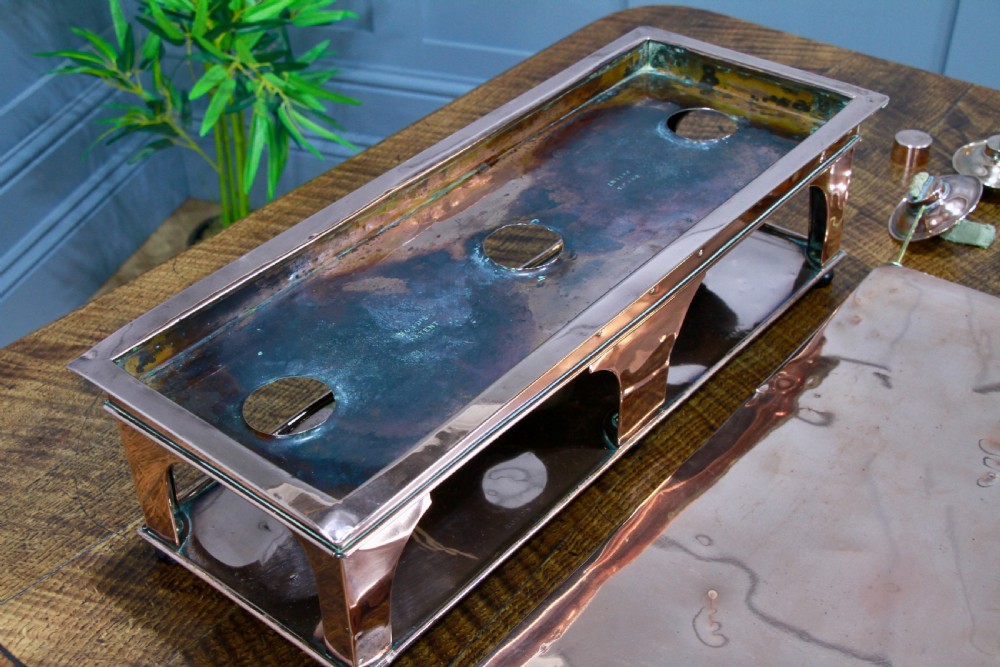 Antique Victorian Alex Boyd & Son Solid Copper Server Hot Plate Food Warmer View VI