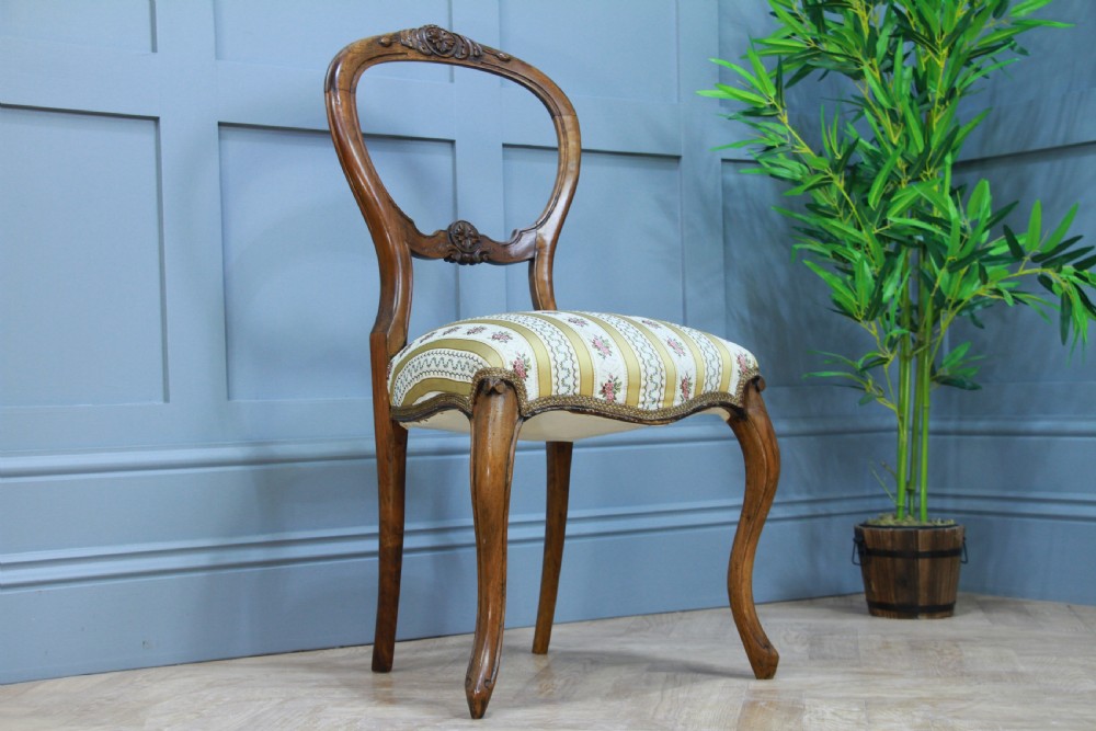 Set of 6 Antique Victorian Walnut Balloon Back Dining Chairs Cabriole Original View XII