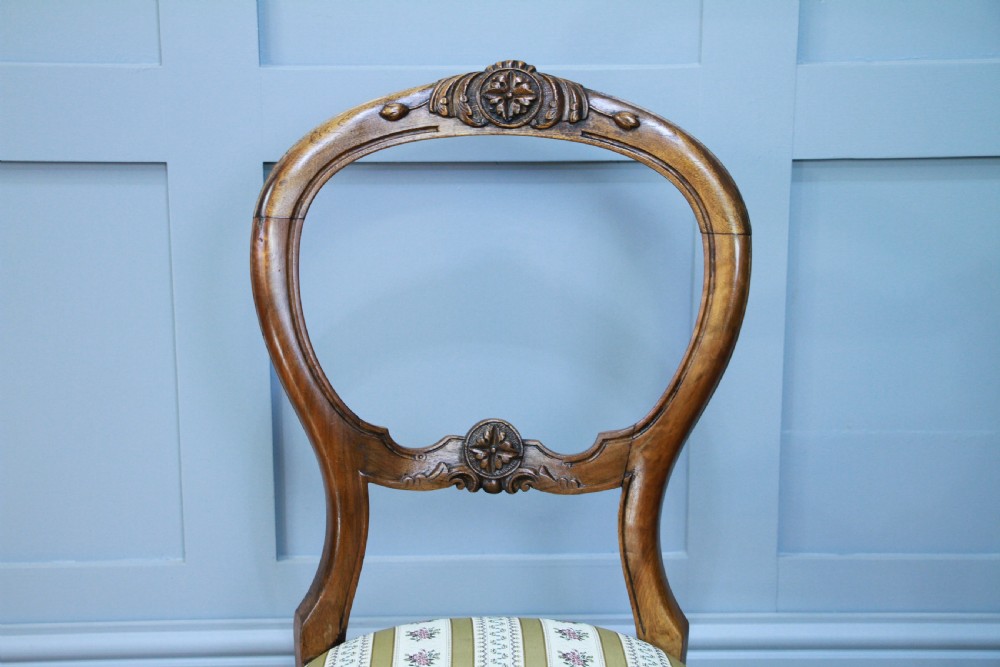 Set of 6 Antique Victorian Walnut Balloon Back Dining Chairs Cabriole Original View XIII