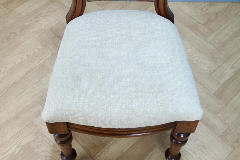 Set of 4 Antique Original Late Victorian Mahogany Upholstered Dining Chairs View IV