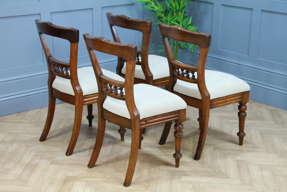 Set of 4 Antique Original Late Victorian Mahogany Upholstered Dining Chairs View VIII