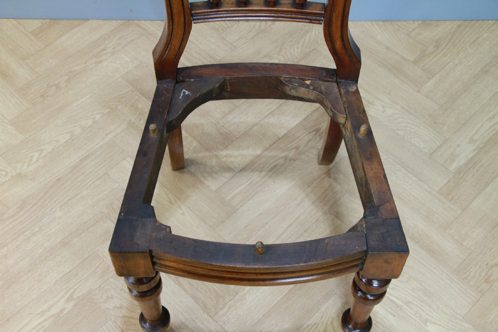 Set of 4 Antique Original Late Victorian Mahogany Upholstered Dining Chairs View IX