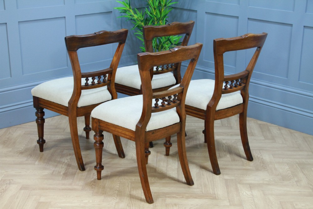 Set of 4 Antique Original Late Victorian Mahogany Upholstered Dining Chairs View XI
