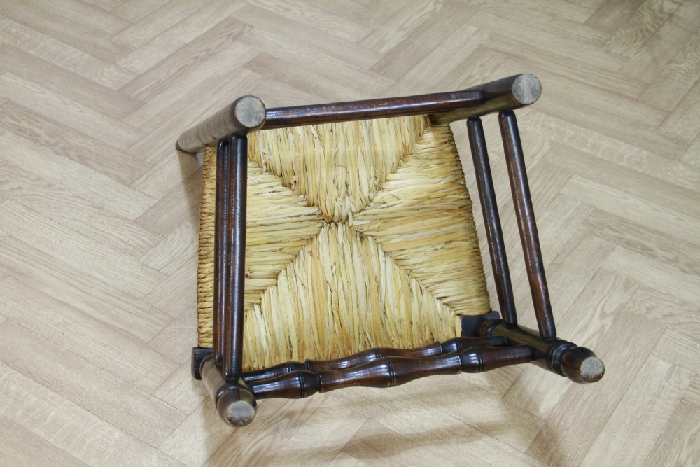 Antique Georgian Country Primitive Solid Ash Rush Seated Hall Ladder Back Chair View IX